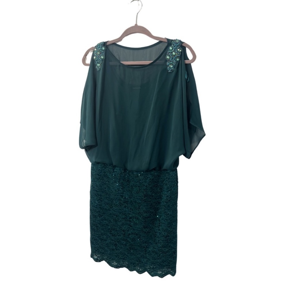 R&M Richards Green Sheer Lace 6 Dress